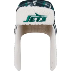 New York Jets Hats | Men^New Era Black Sideline Plaid Sherpa Trapper Hat
