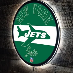 New York Jets Lighting^ 23" LED Retro Logo Round Wall Sign