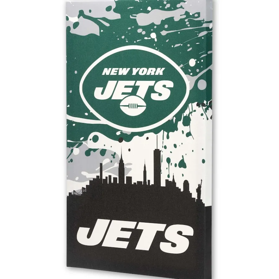 New York Jets Wall Art^ 15" X 23" City Skyline Canvas Wall Art