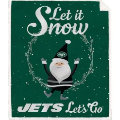 New York Jets Holiday Items | Holiday Decorations^ 50'' X 60'' Let It Snow Sherpa Flannel Fleece Blanket