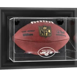 New York Jets Display Cases^ Black Framed Wall-Mountable Football Logo Display Case
