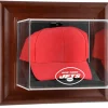 New York Jets Display Cases^ Brown Framed Wall-Mountable Baseball Cap Case