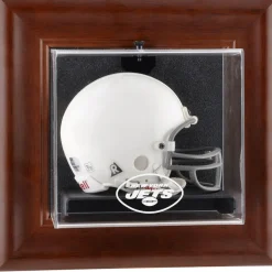 New York Jets Display Cases^ Brown Framed Wall-Mountable Mini Helmet Display Case