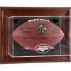 New York Jets Display Cases^ Brown Framed Wall-Mountable Football Display Case
