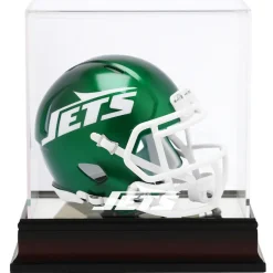 New York Jets Display Cases^ Mahogany Logo Mini Helmet Display Case