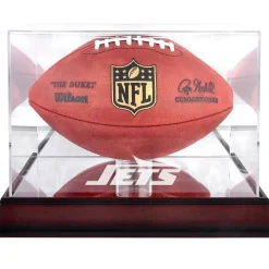 New York Jets Display Cases^ Mahogany Team Logo Football Display Case