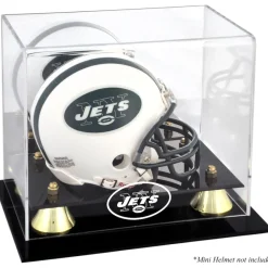 New York Jets Display Cases^ Throwback Logo 1998 - 2018 Mini Helmet Display Case
