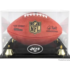 New York Jets Display Cases^ Throwback Logo 1998 - 2018 Team Logo Football Display Case