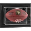 New York Jets Display Cases^ Throwback Logo 1998 - 2018 Black Framed Wall-Mountable Football Logo Display Case