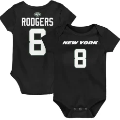Kids New York Jets Rompers^Newborn & Infant Aaron Rodgers Black Mainliner Player Name & Number Bodysuit