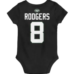 Kids New York Jets Rompers^Newborn & Infant Aaron Rodgers Black Mainliner Player Name & Number Bodysuit