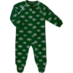 Kids New York Jets Underwear & Sleepwear^Newborn & Infant Green Allover Print Raglan Full-Zip Sleeper