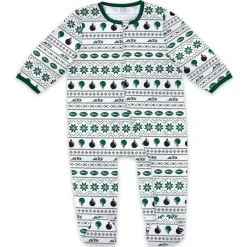 Kids New York Jets Underwear & Sleepwear^Newborn & Infant WEAR By Erin Andrews Allover Print Full-Zip Sleeper & Bib Set