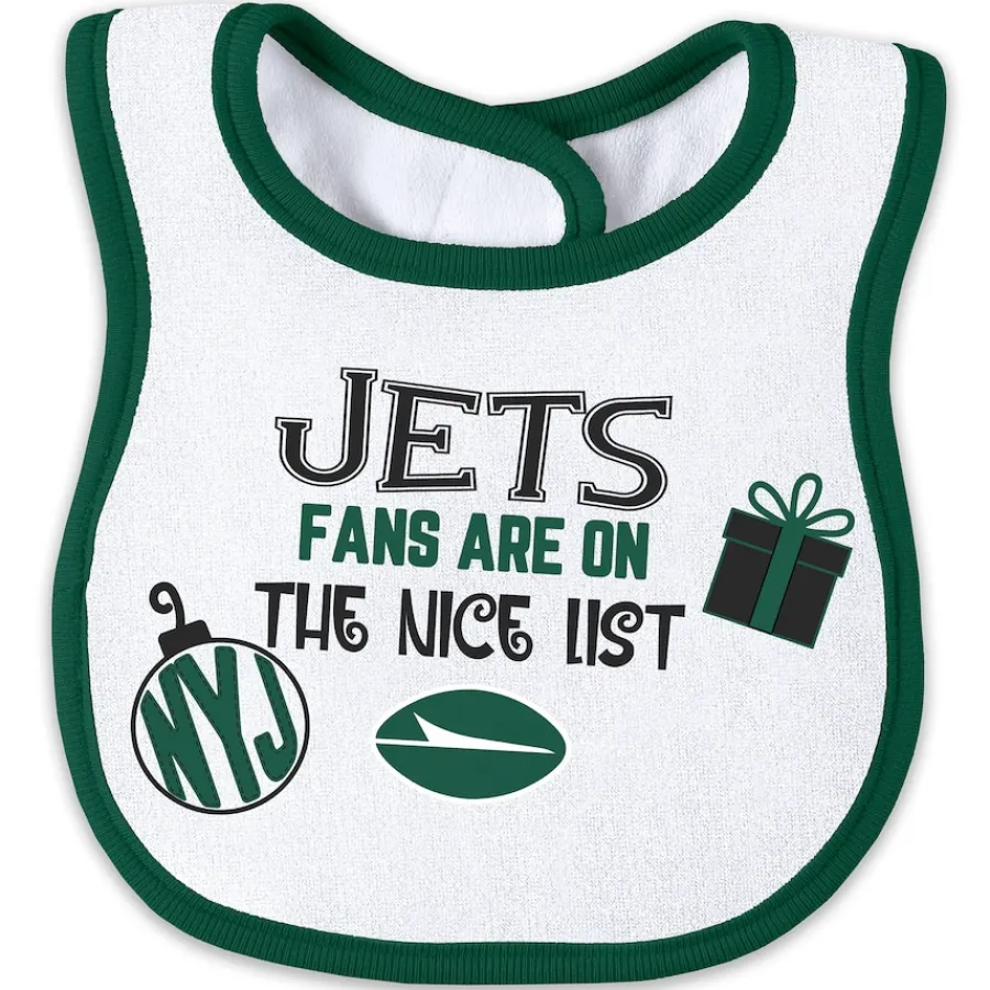 Kids New York Jets Underwear & Sleepwear^Newborn & Infant WEAR By Erin Andrews Allover Print Full-Zip Sleeper & Bib Set