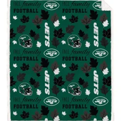 New York Jets Holiday Items | Holiday Decorations^Pegasus 60" X 70" Fall, Family & Football Flannel Fleece Sherpa Blanket
