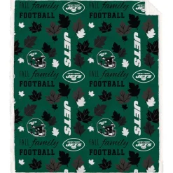 New York Jets Holiday Items | Holiday Decorations^Pegasus 60" X 70" Fall, Family & Football Flannel Fleece Sherpa Blanket