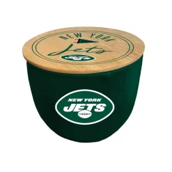 New York Jets Game Room^Pegasus 16oz. Script Circle Wood Top Ceramic Candle