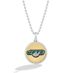Women New York Jets Accessories | Jewelry^True Fan 1/10 CT. T.W. Diamond Enamel Disc Necklace
