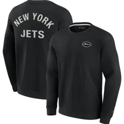New York Jets Sweatshirts & Fleece | Men^Unisex Fanatics Black Super Soft Pullover Crew Sweatshirt