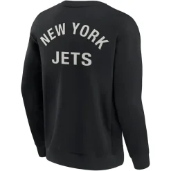New York Jets Sweatshirts & Fleece | Men^Unisex Fanatics Black Super Soft Pullover Crew Sweatshirt