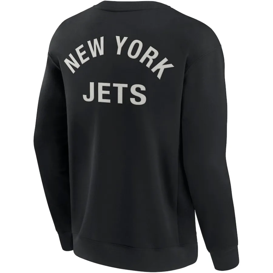 New York Jets Sweatshirts & Fleece | Men^Unisex Fanatics Black Super Soft Pullover Crew Sweatshirt
