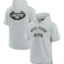 New York Jets Sweatshirts & Fleece | Men^Unisex Fanatics Gray Elements Super Soft Fleece Short Sleeve Pullover Hoodie