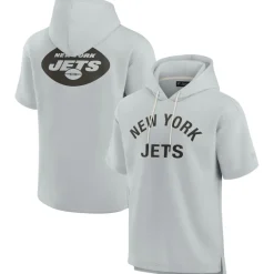 New York Jets Sweatshirts & Fleece | Men^Unisex Fanatics Gray Elements Super Soft Fleece Short Sleeve Pullover Hoodie