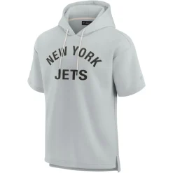 New York Jets Sweatshirts & Fleece | Men^Unisex Fanatics Gray Elements Super Soft Fleece Short Sleeve Pullover Hoodie