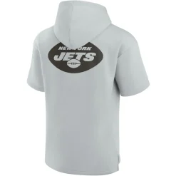 New York Jets Sweatshirts & Fleece | Men^Unisex Fanatics Gray Elements Super Soft Fleece Short Sleeve Pullover Hoodie