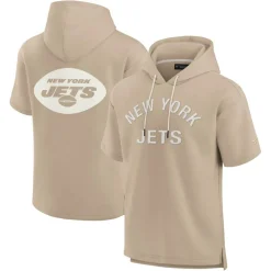 New York Jets Sweatshirts & Fleece | Men^Unisex Fanatics Khaki Elements Super Soft Fleece Short Sleeve Pullover Hoodie