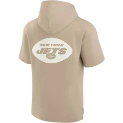 New York Jets Sweatshirts & Fleece | Men^Unisex Fanatics Khaki Elements Super Soft Fleece Short Sleeve Pullover Hoodie