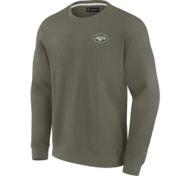 New York Jets Sweatshirts & Fleece | Men^Unisex Fanatics Olive Super Soft Pullover Crew Sweatshirt