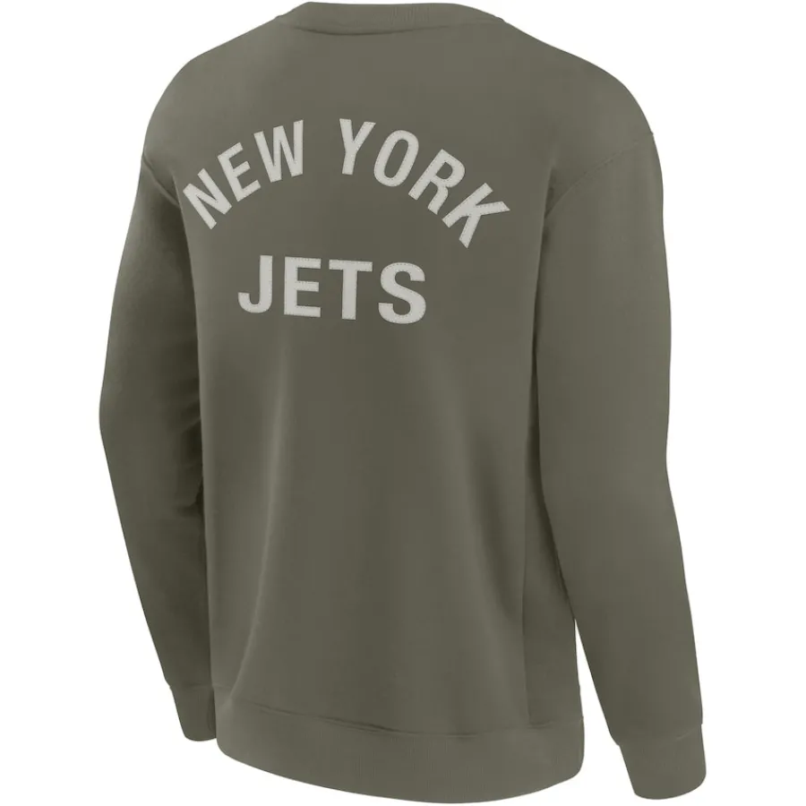 New York Jets Sweatshirts & Fleece | Men^Unisex Fanatics Olive Super Soft Pullover Crew Sweatshirt