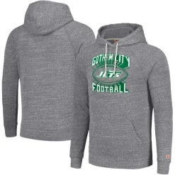 New York Jets Sweatshirts & Fleece | Men^Unisex Homage Gray Hyperlocal Raglan Pullover Hoodie