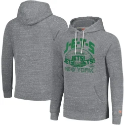 New York Jets Sweatshirts & Fleece | Men^Unisex Homage Gray Hyperlocal Raglan Pullover Hoodie