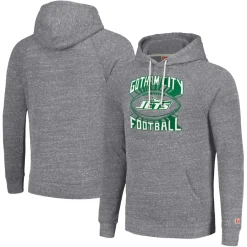 New York Jets Sweatshirts & Fleece | Men^Unisex Homage Gray Hyperlocal Raglan Pullover Hoodie