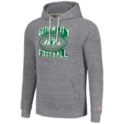New York Jets Sweatshirts & Fleece | Men^Unisex Homage Gray Hyperlocal Raglan Pullover Hoodie