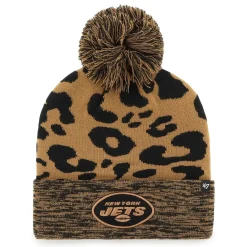 Women New York Jets Hats | Women^Women's '47 Brown Rosette Cuffed Knit Hat With Pom