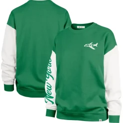Women New York Jets Sweatshirts & Fleece | Women^Women's '47 Green Double Header Rise Andie Pullover Sweatshirt