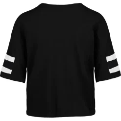 Women New York Jets T-Shirts | Women^Women's '47 Black Double Header Scout Cropped V-Neck T-Shirt