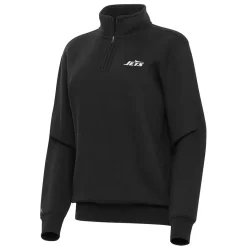 Women New York Jets Sweatshirts & Fleece | Women^Women's Antigua Black Victory Quarter-Zip Top