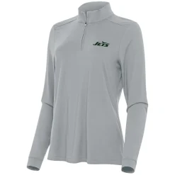 Women New York Jets Sweatshirts & Fleece | Women^Women's Antigua Gray Intent Quarter-Zip Sweatshirt