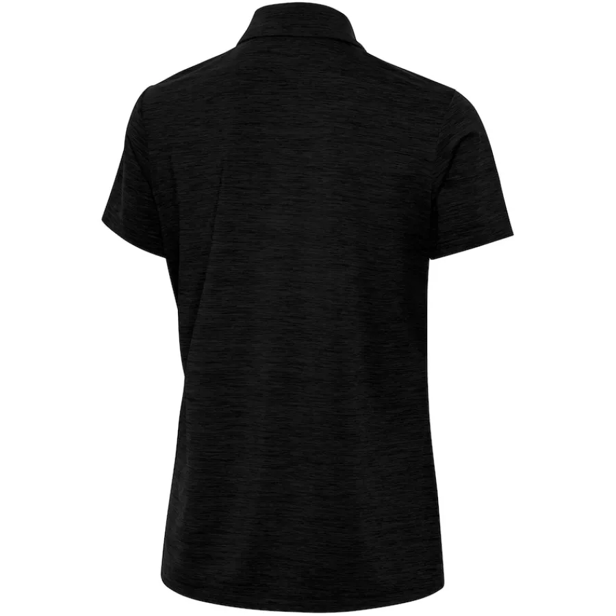 Women New York Jets Polos^Women's Antigua Heather Black Layout V-Neck Polo