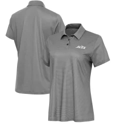 Women New York Jets Polos^Women's Antigua White/Black Rings Polo
