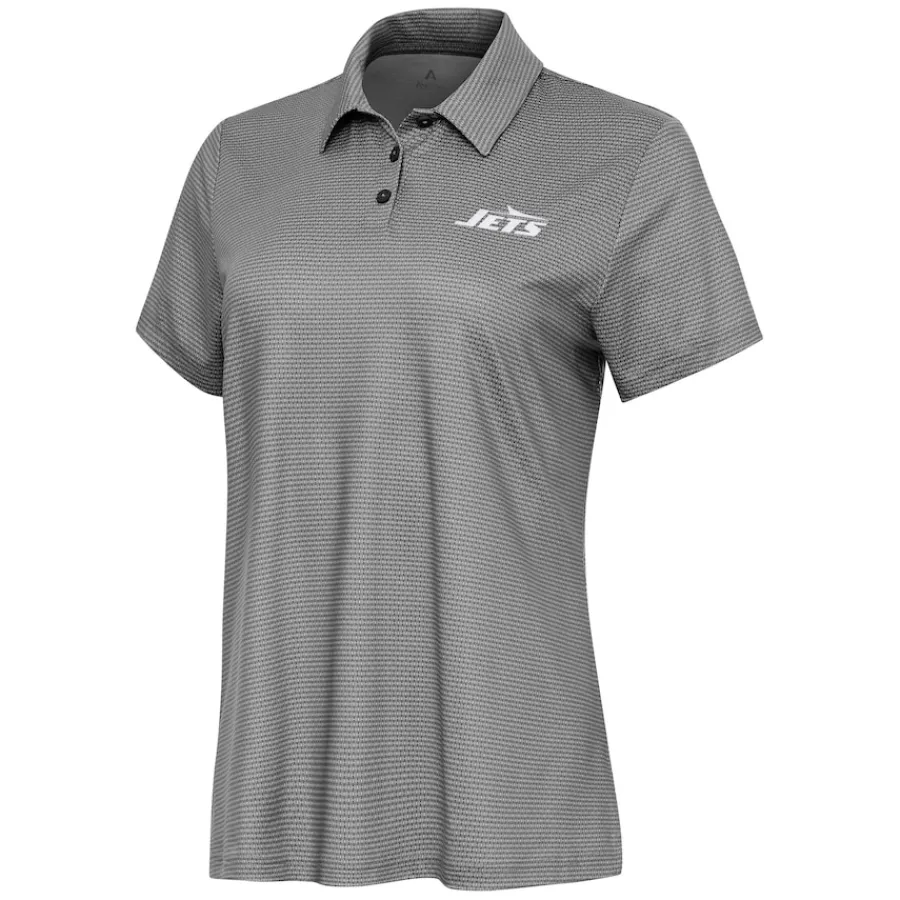 Women New York Jets Polos^Women's Antigua White/Black Rings Polo