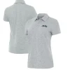Women New York Jets Polos^Women's Antigua Heather Gray Matter Polo