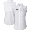 New York Jets Tank Tops^Women's Columbia White PFG Tamiami Omni-Shade Sleeveless Button-Up Shirt