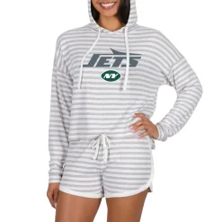 Women New York Jets Underwear & Sleepwear^Women's Concepts Sport Cream Visibility Long Sleeve Hoodie T-Shirt & Shorts Set