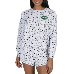 Women New York Jets Underwear & Sleepwear^Women's Concepts Sport White Epiphany Long Sleeve Top & Shorts Set