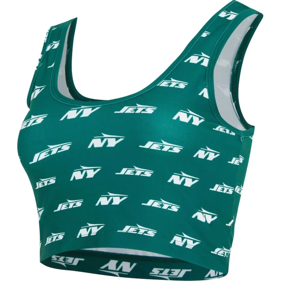 Women New York Jets Underwear & Sleepwear^Women's Concepts Sport Green Record Allover Print Bralette
